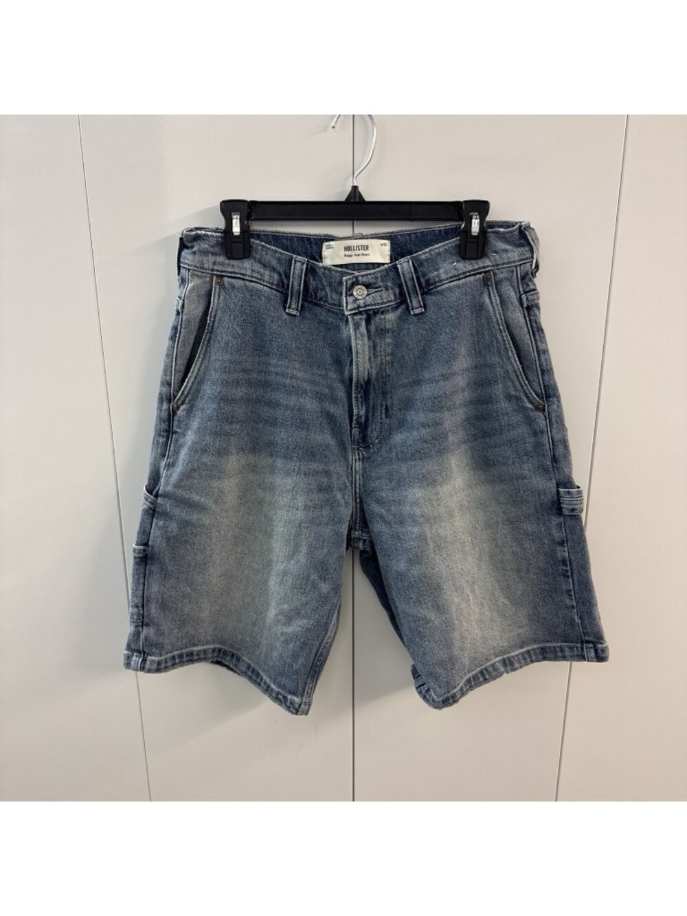 Hollister Blue Baggy Jean Shorts Waist 32 Blasted